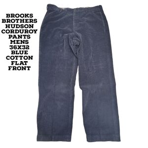 Brooks Brothers Pants Mens 36x32 Hudson Corduroy Blue Cotton Flat Front